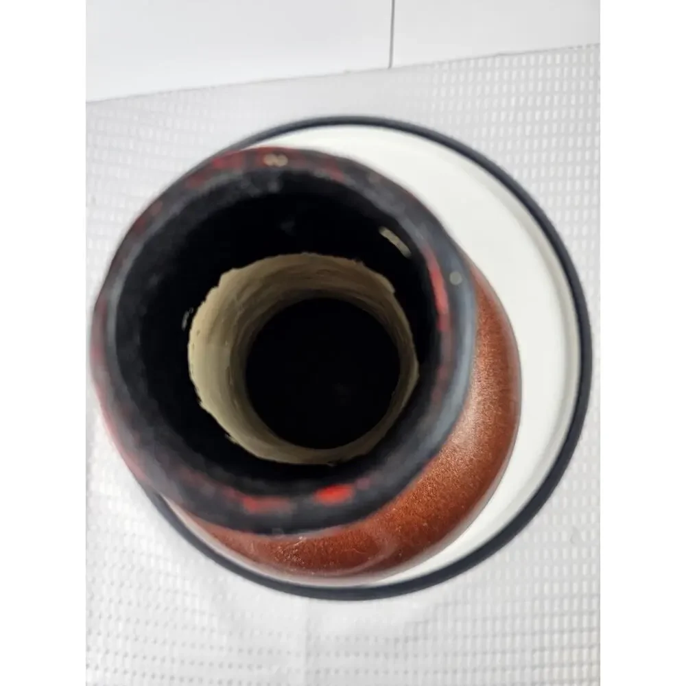 Large Vintage Vase with Shimmering Glaze w/Red and Black 13